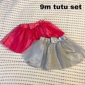 Silver and pink tulle tutu set, 9 month baby skirts